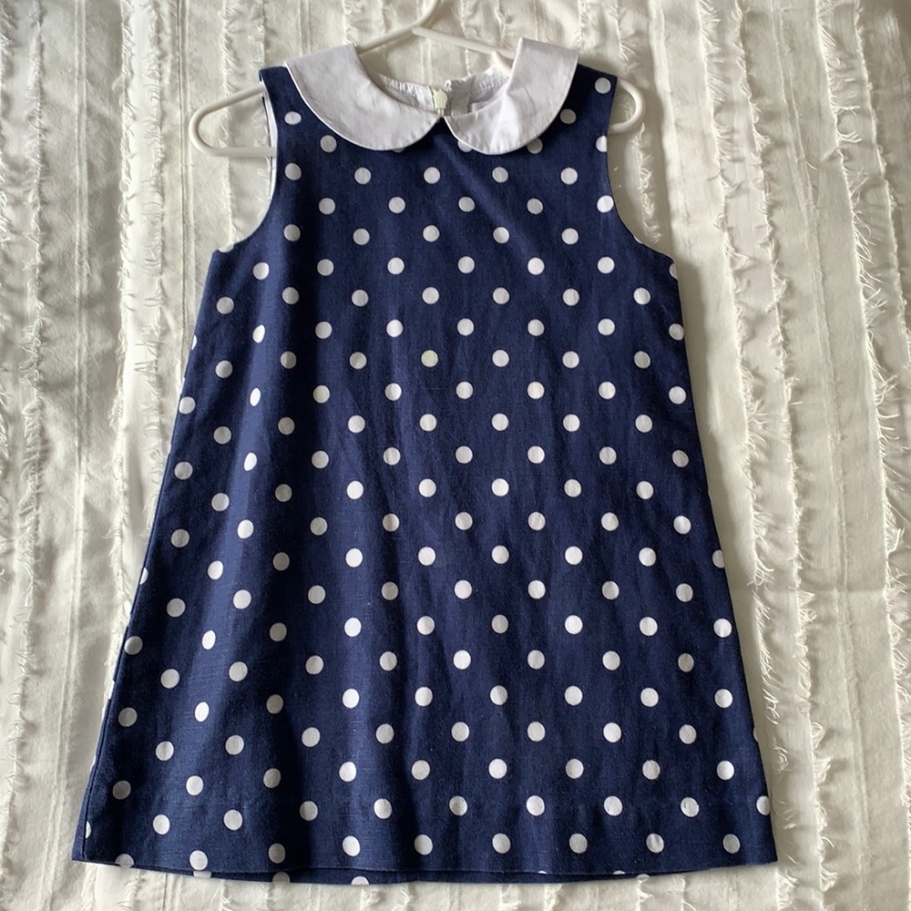 Rachel Riley Polka Dot Linen Girls Dress